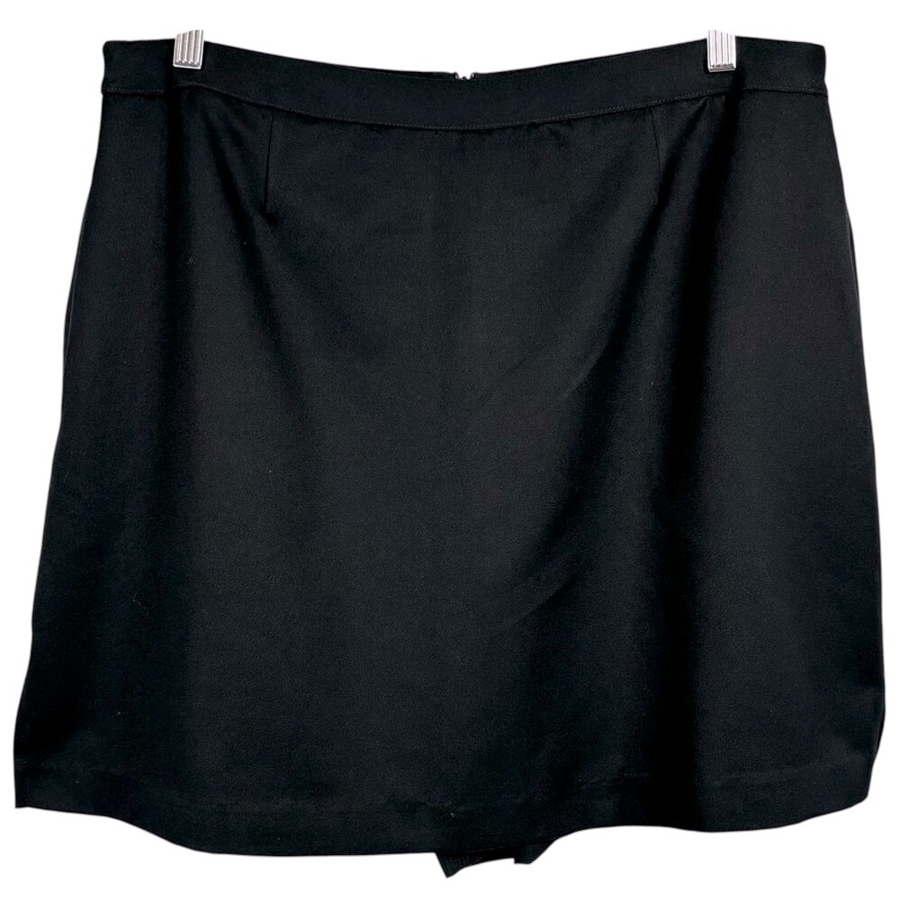 Black Haggar Q Black Polyester Zip up Skort Skirt With Pockets Sz 16 Petite